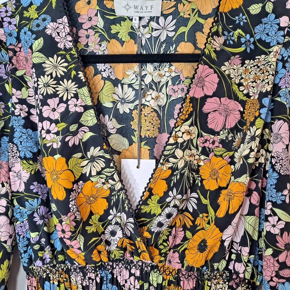 WAYF Smocked Floral Mini Dress Size Small - Picture 7 of 10